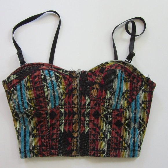 Forever 21 Tops - Forever 21 Rainbow Stripe Southwest crop bustier S